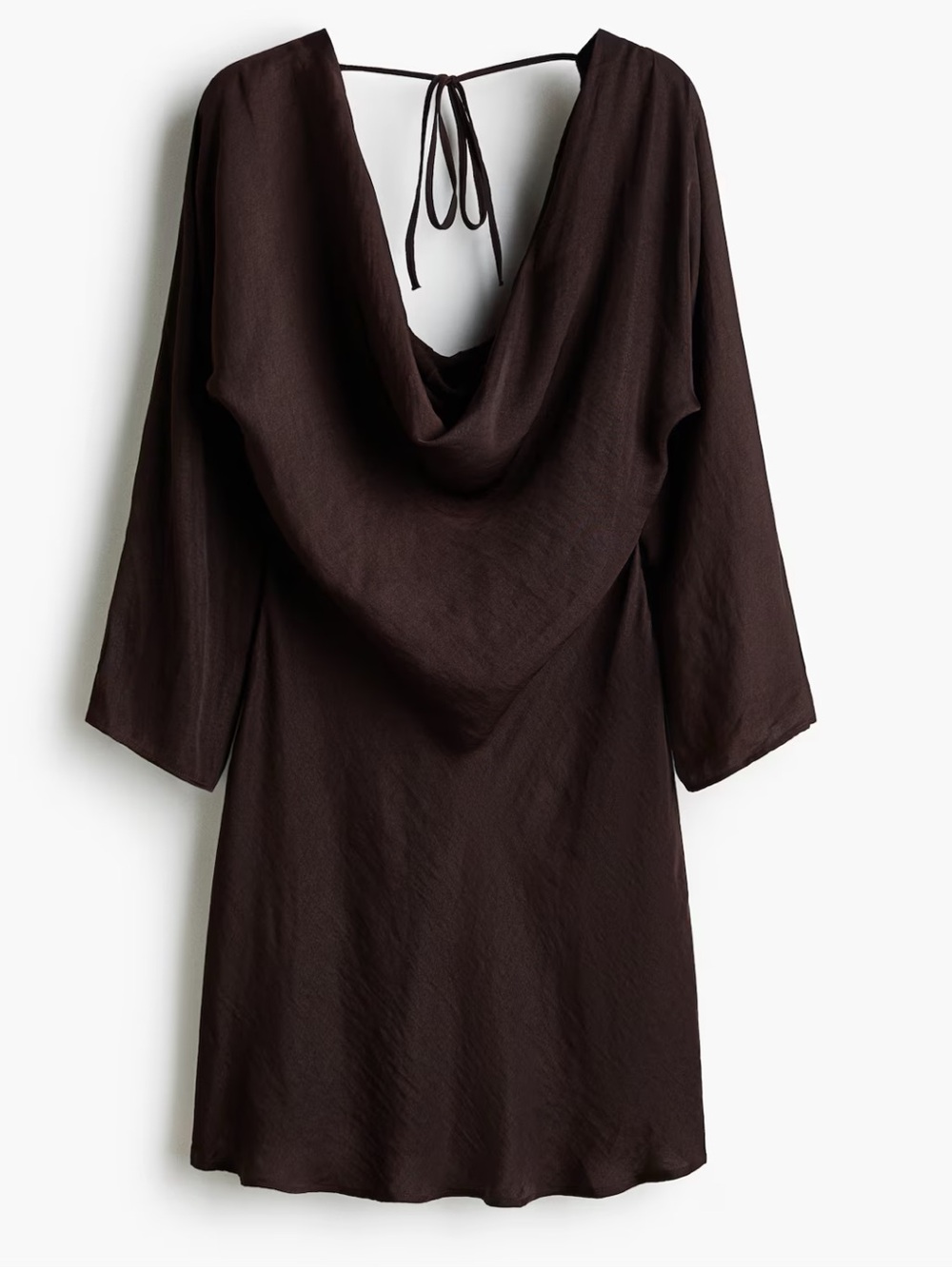 H&M NWT Cowl Neck Long Sleeve Mini Dress - brown